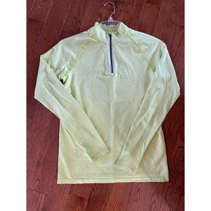 PINK ACTIVE Neon Green Long Sleeve 1/4 Zip Up Womens Size Large